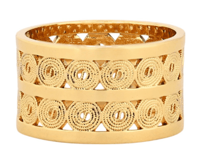 Anel Largo Tradicional | Aço Inoxidável Banho Ouro | Alma de Portugal