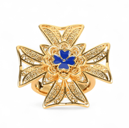 Anel Cruz de Malta | Aço Inoxidável Dourado | Alma de Portugal
