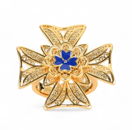 Anel Cruz de Malta | Aço Inoxidável Dourado | Alma de Portugal