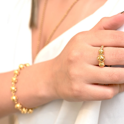 Anel Bolas de Viana | Aço Inoxidável Dourado | Alma de Portugal