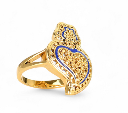 Anel Coração de Viana | Aço Inoxidável Dourado | Alma de Portugal