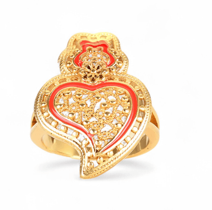 Anel Coração de Viana | Aço Inoxidável Dourado | Alma de Portugal