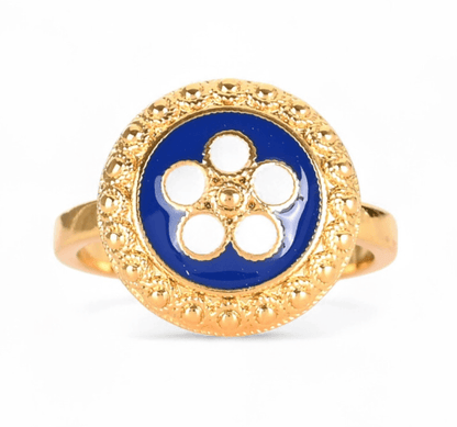 Anel Flor Tradicional | Aço Inoxidável Dourado | Alma de Portugal