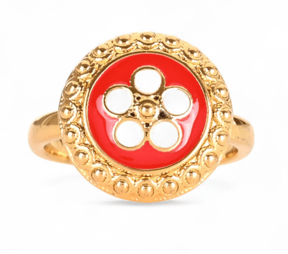 Anel Flor Tradicional | Aço Inoxidável Dourado | Alma de Portugal