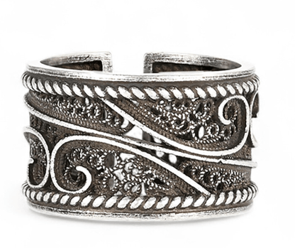 Anel Ajustável Coração de Viana | Aço Inoxidável Dourado | Alma de Portugal