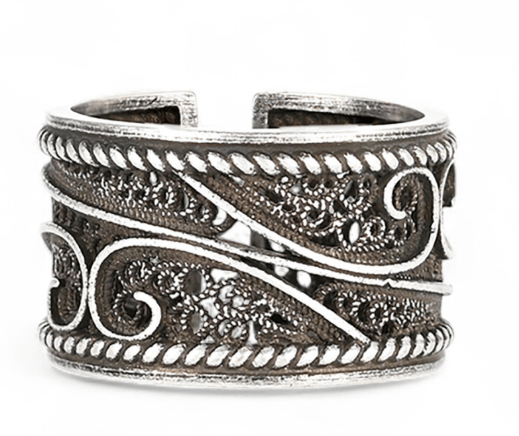 Anel Ajustável Coração de Viana | Aço Inoxidável Dourado | Alma de Portugal