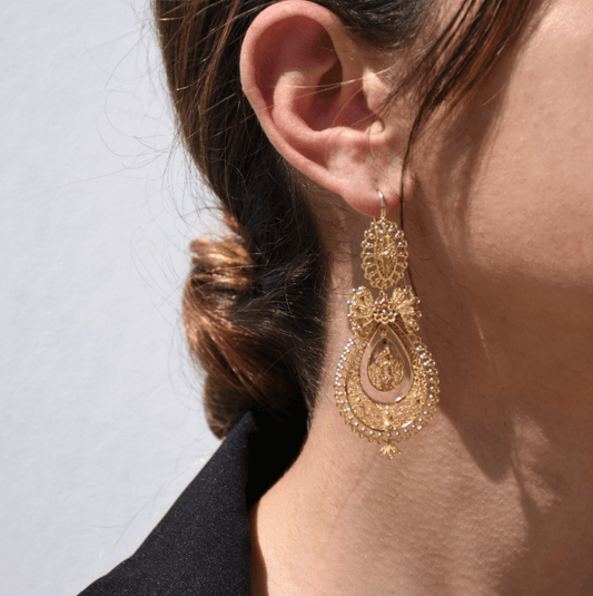 Brincos Princesa | Aço Inoxidável Dourado | Alma de Portugal