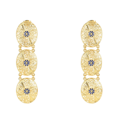 Brincos Tradicional e Flor Longos | Aço Inoxidável Dourado | Alma de Portugal