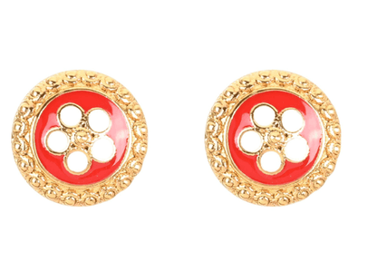 Brincos Flor Vermelha Tradicional | Aço Inoxidável Banho Ouro | Alma de Portugal