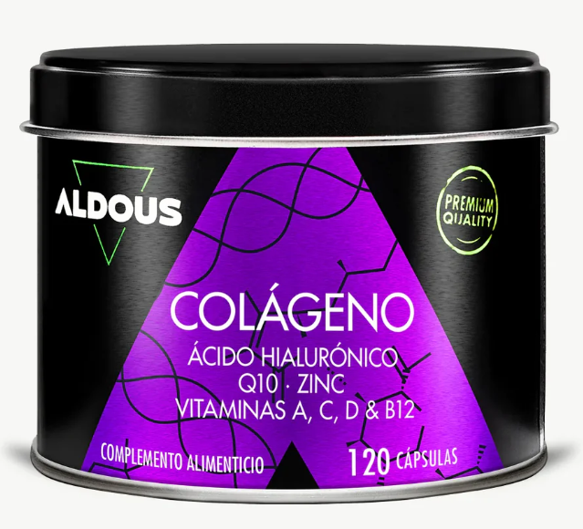 ALDOUS BIO - Colagénio Hidrolisado com Ácido Hialurónico, Coenzima Q10, Zinco e Vitaminas - 120 cápsulas
