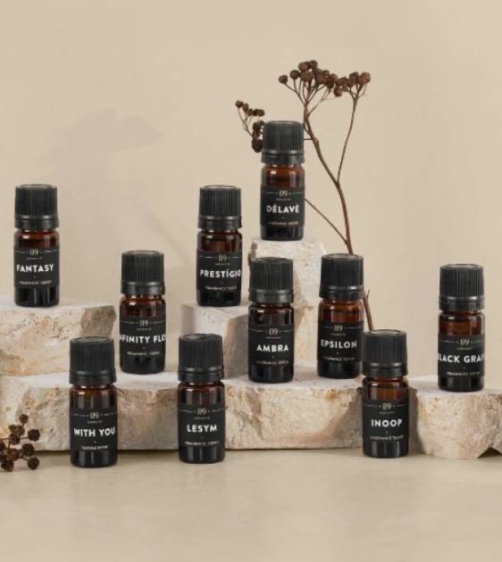 Kit de Amostras de Fragrâncias para Casa | 24 Aromas + 50 Tiras de Teste | AROMATIC•89•