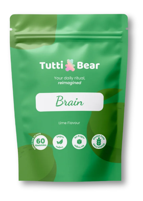 Gomas Brain com Juba de Leão, Bacopa e Ginkgo, Sabor Lima – 60 Gomas | TUTTI BEAR