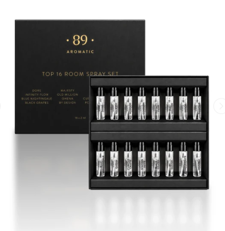 Conjunto de 16 Testers em Spray para Casa – Fragrâncias Mais Procuradas | AROMATIC•89•