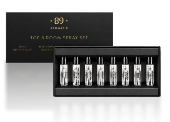 Conjunto de 8 Testers em Spray para Casa – Fragrâncias Mais Procuradas | AROMATIC•89•