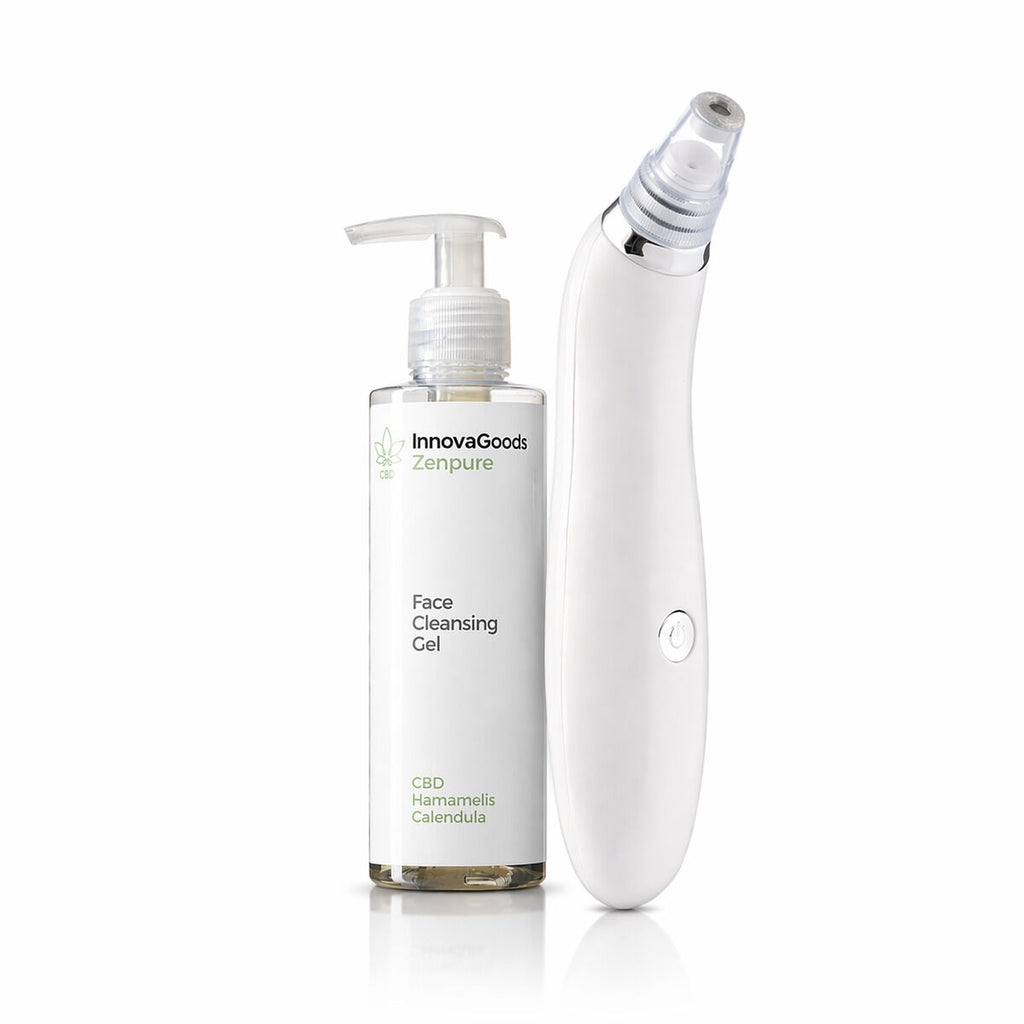 Innovagoods Pack Limpiador Facial Eléctrico De Puntos Negros Y Gel Limpiador Facial Cbd Zenpure 200 Ml Innovagoods