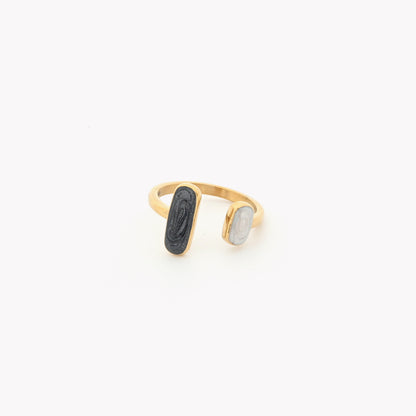 Adjustable geometric open steel ring