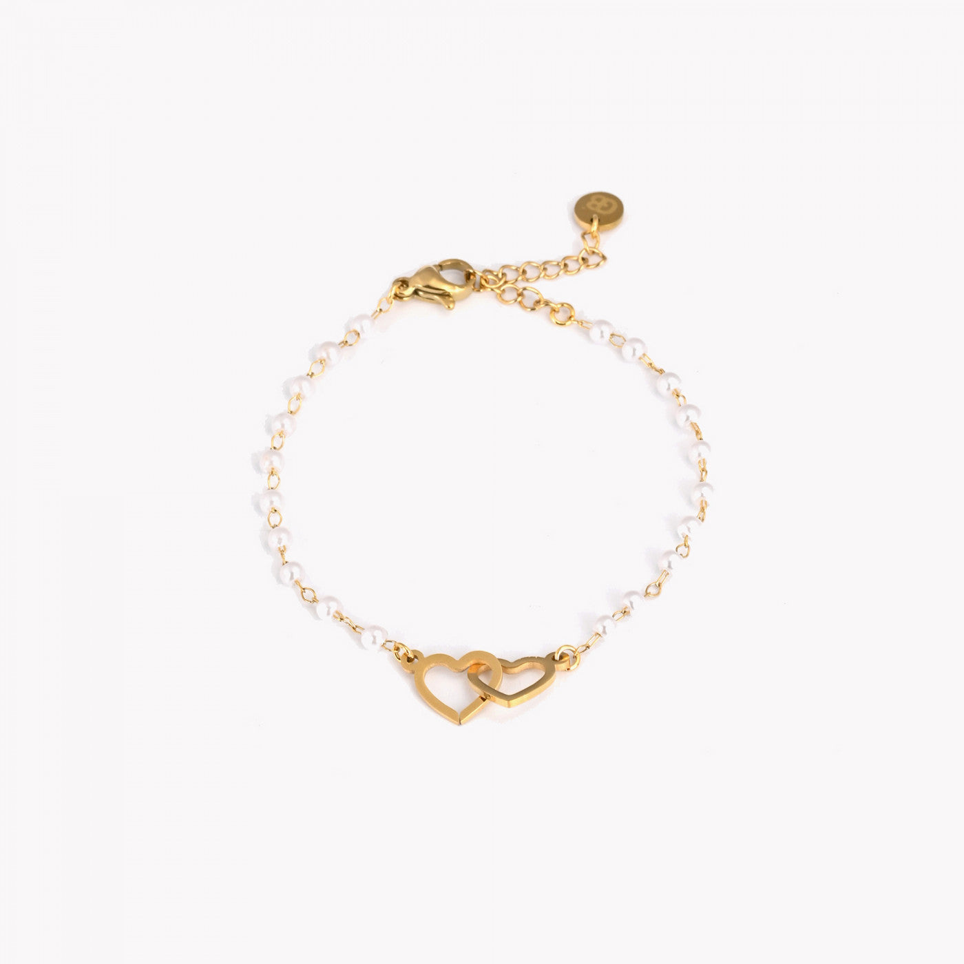 Steel bracelet with pearls and hearts 