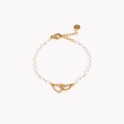 Steel bracelet with pearls and hearts 
