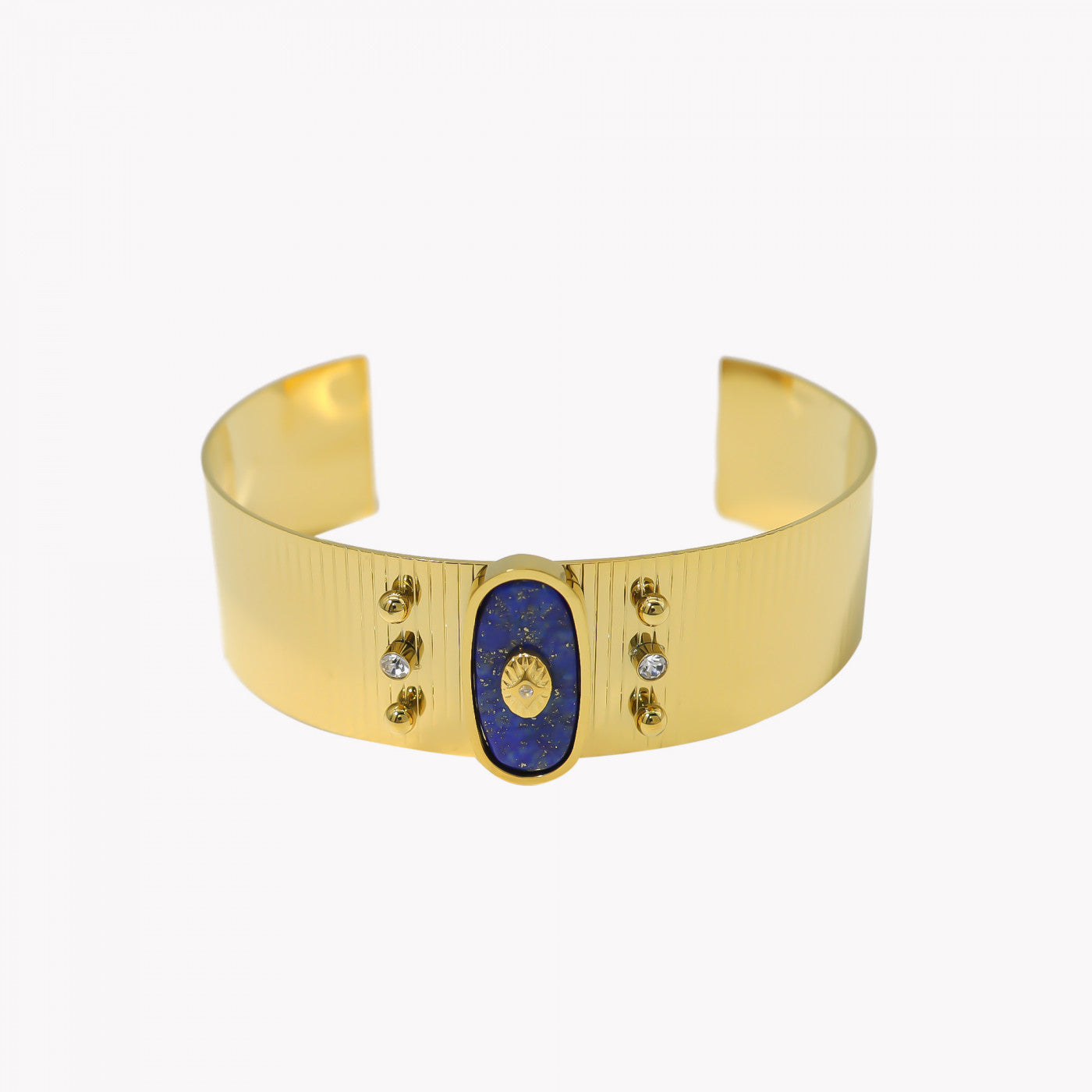 Rigid steel bracelet with eye texture 