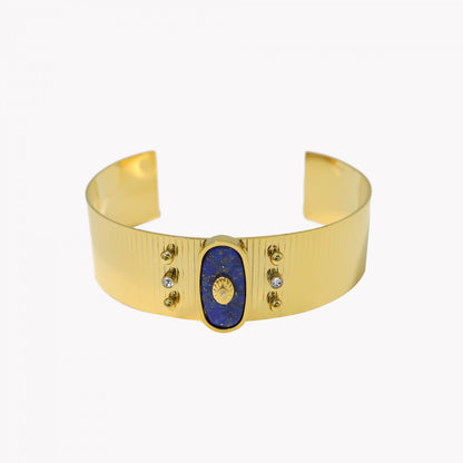 Rigid steel bracelet with eye texture 