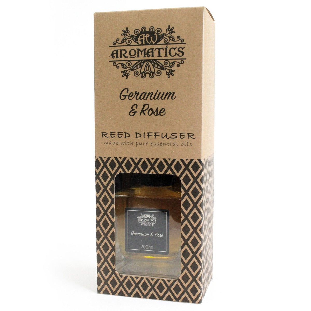 Difusor de Varetas com Óleos Essenciais Gerânio e Rosa – 200 ml | Ancient Wisdom