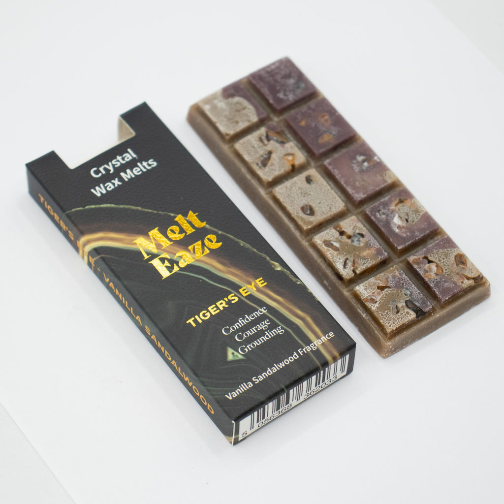 Cera Perfumada MeltEaze com Olho de Tigre – Baunilha e Sândalo, 50 g | Ancient Wisdom