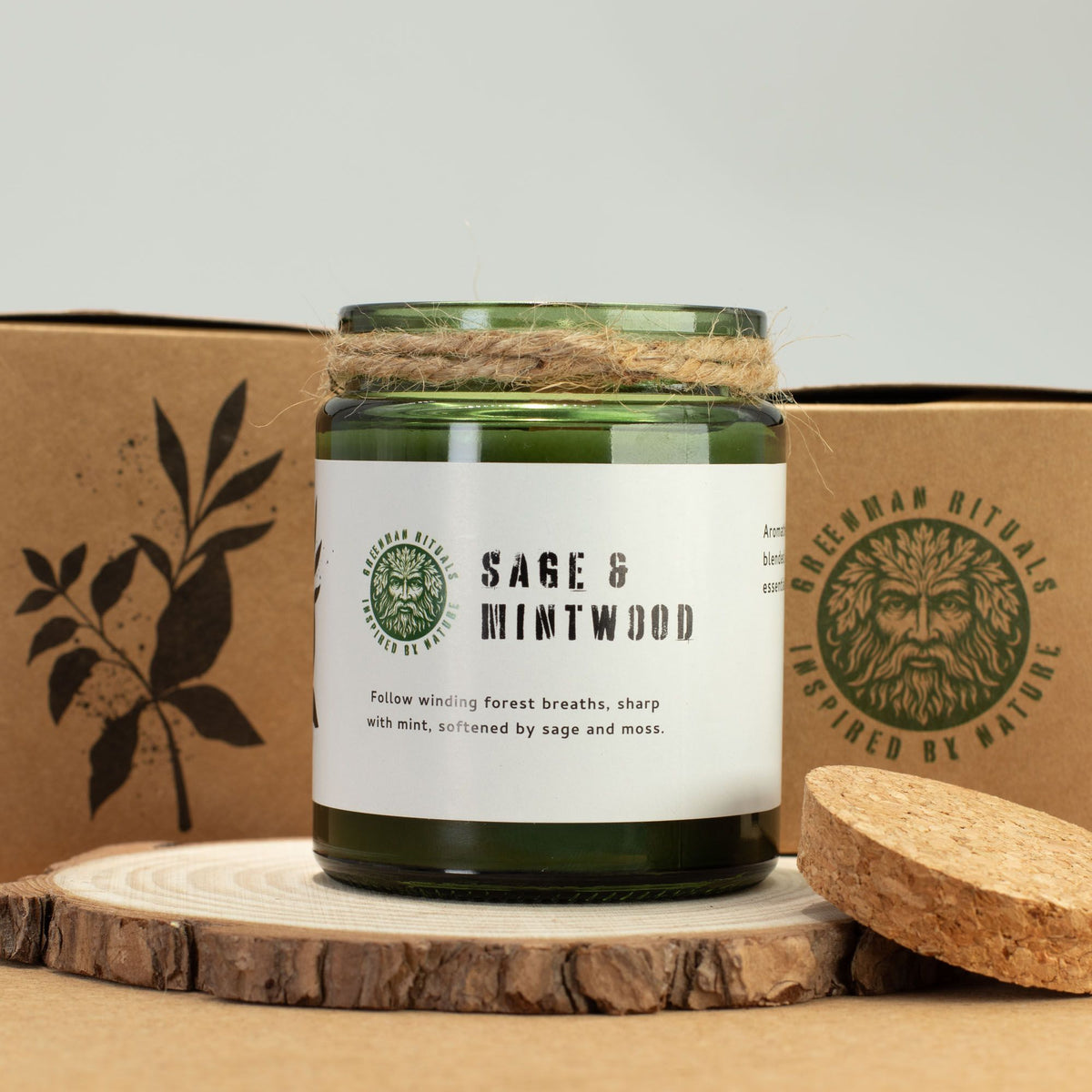 GREENMAN RITUALS - Vela de Soja com Pavio de Madeira Sage & Mintwood