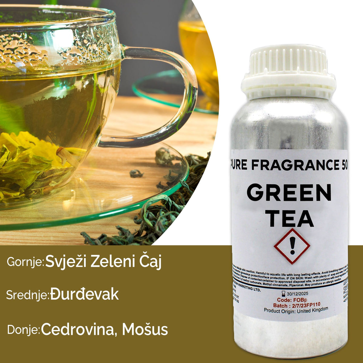 Óleo de Fragrância Puro Chá Verde – 500 ml | Ancient Wisdom