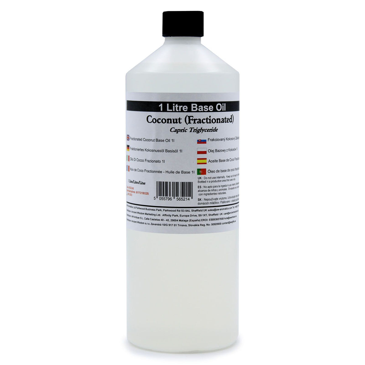 Óleo Base de Coco Fracionado 100% Puro – 1 Litro | Ancient Wisdom
