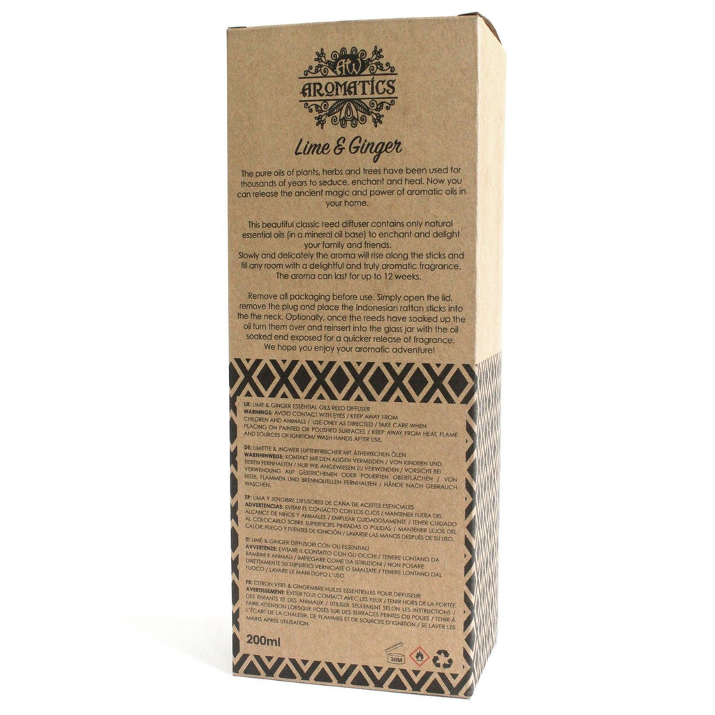 Difusor de Varetas com Óleos Essenciais Lima e Gengibre – 200 ml | Ancient Wisdom