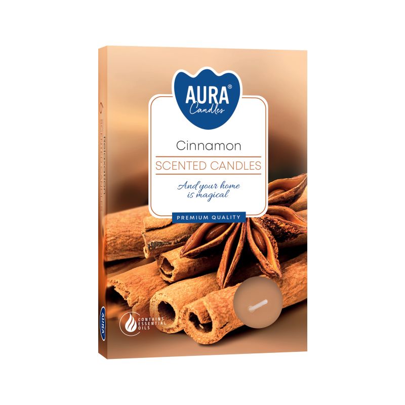 AURA CANDLES - Conjunto de 6 Velas de Chá Perfumadas Canela
