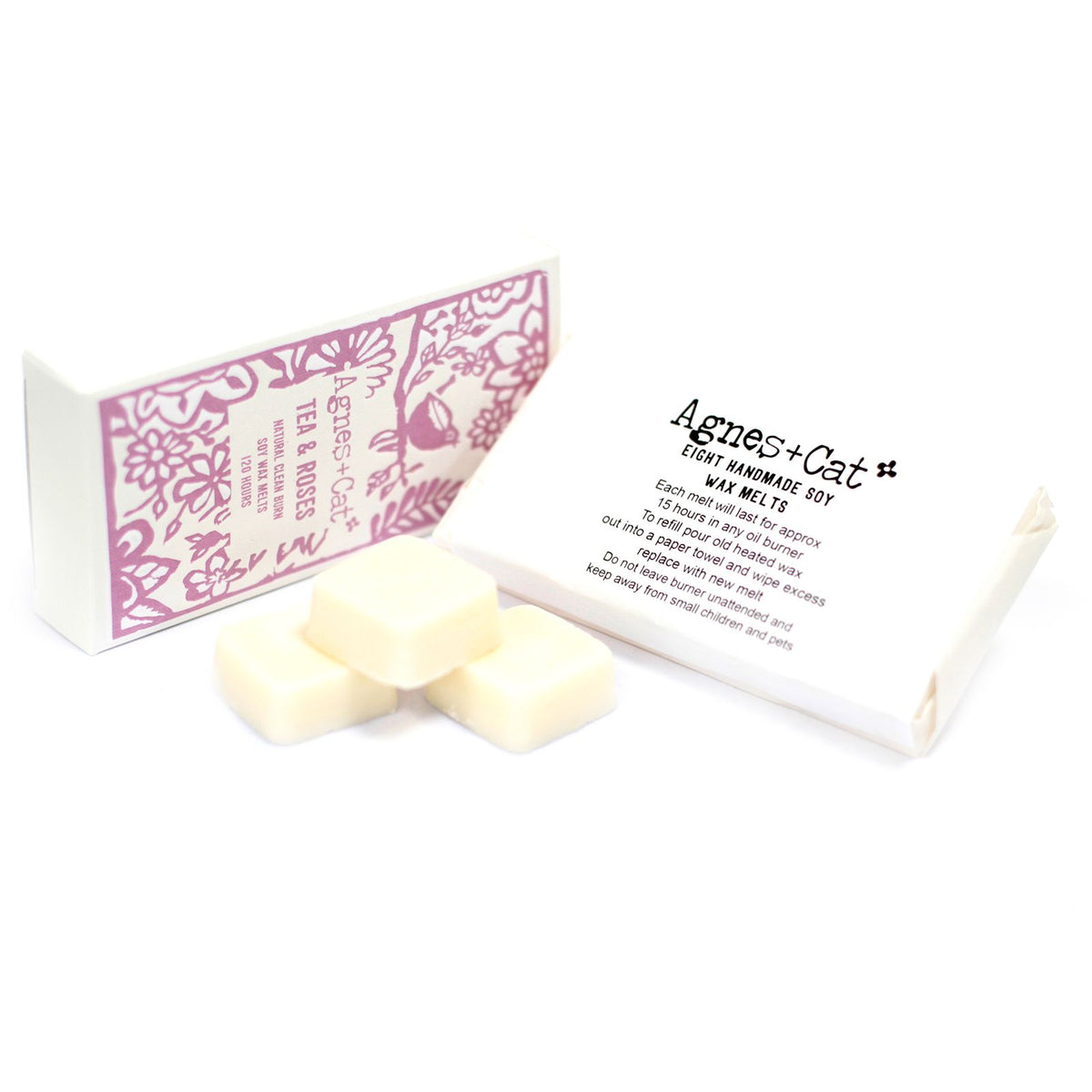 Caixa de 8 Ceras Perfumadas de Soja – Chá e Rosas | Agnes + Cat