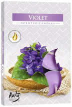 AURA CANDLES - Conjunto de 6 Velas de Chá Perfumadas Violeta