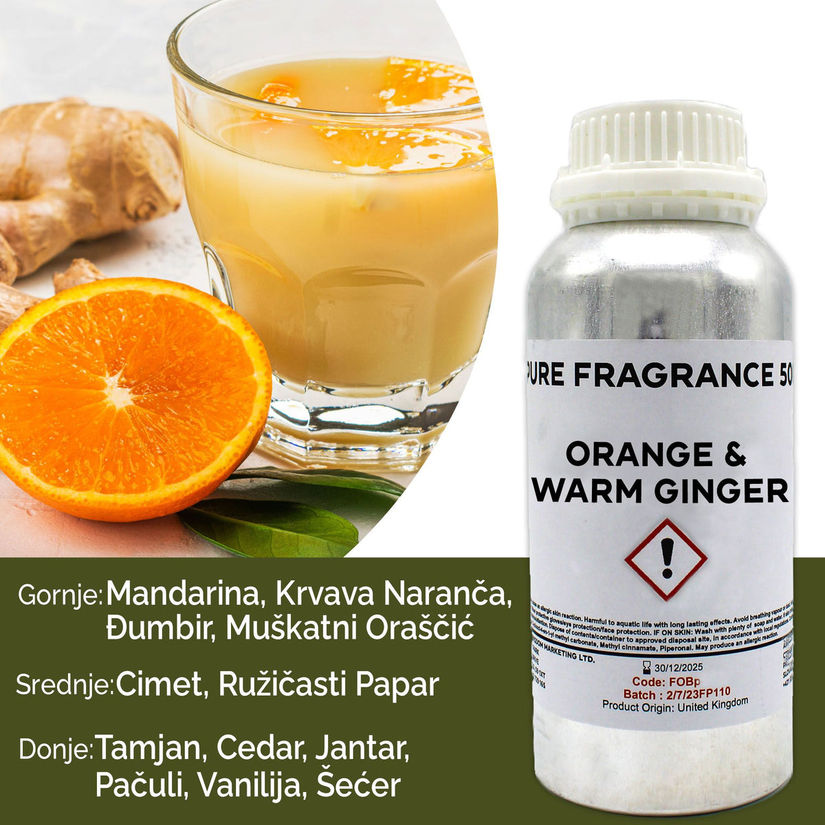 Óleo de Fragrância Puro Laranja e Gengibre Quente – 500 ml | Ancient Wisdom