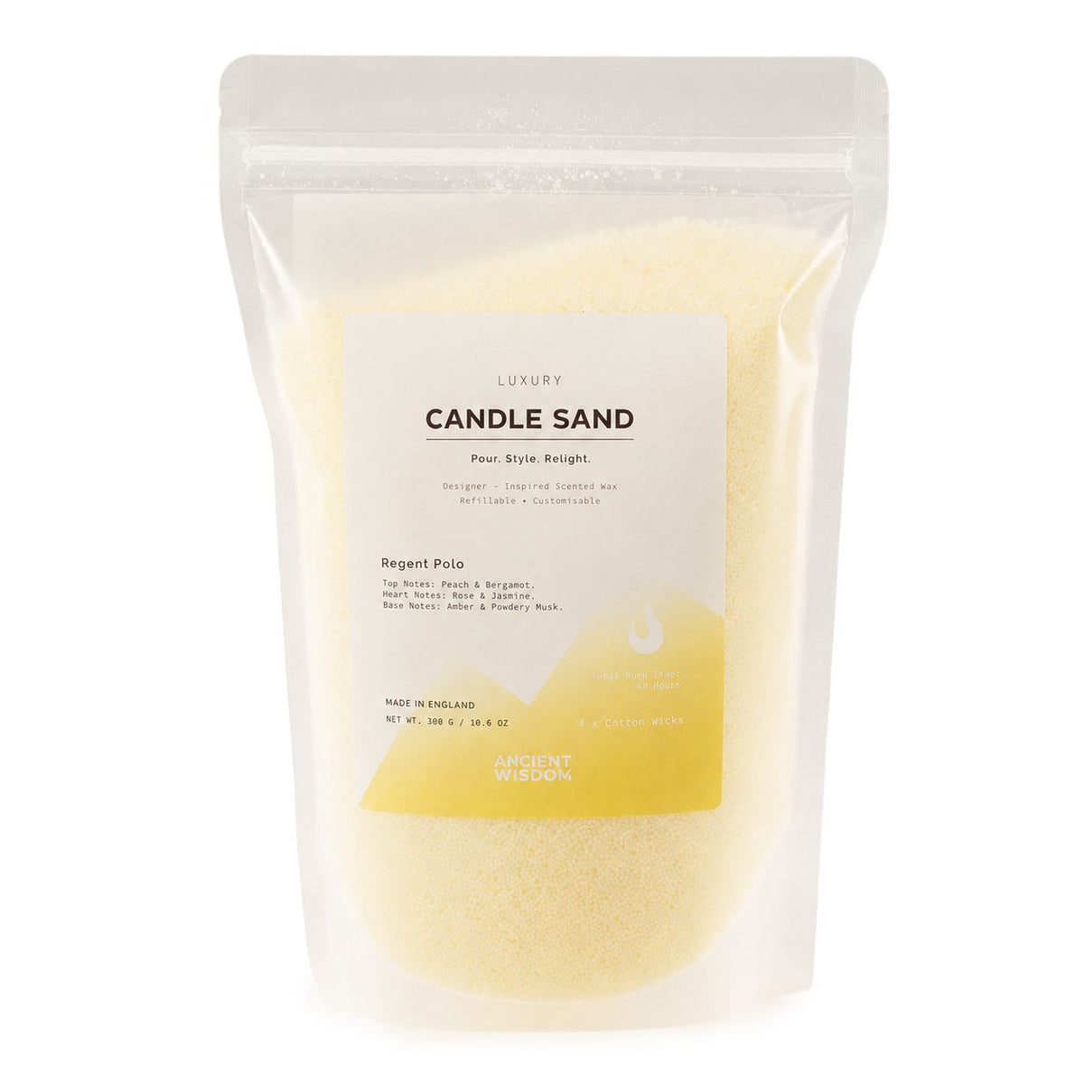 Areia de Vela Perfumada Regent Polo – Cor Creme – 300 g | Ancient Wisdom