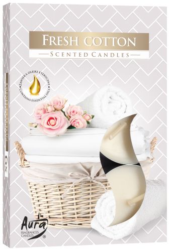 AURA CANDLES - Conjunto de 6 Velas de Chá Perfumadas Algodão Fresco