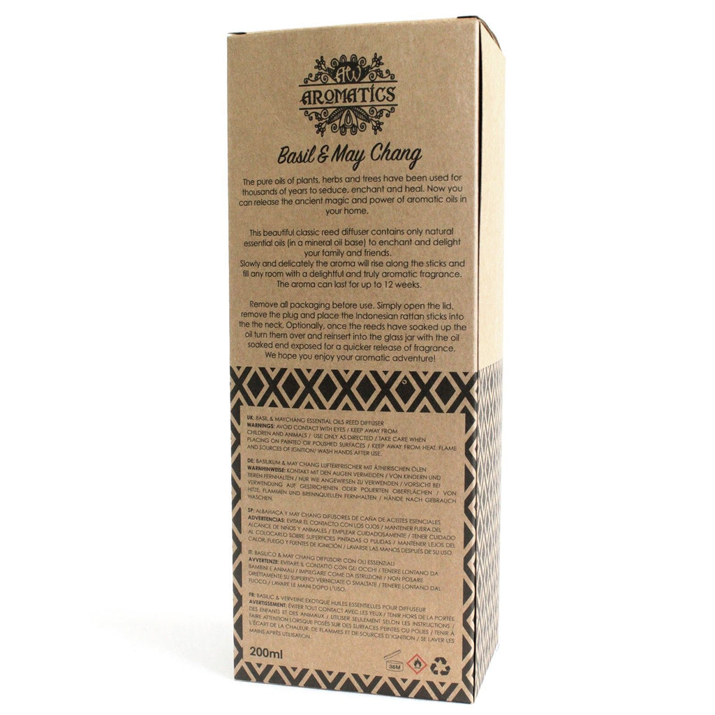 Difusor de Varetas com Óleos Essenciais Manjericão e May Chang – 200 ml | Ancient Wisdom