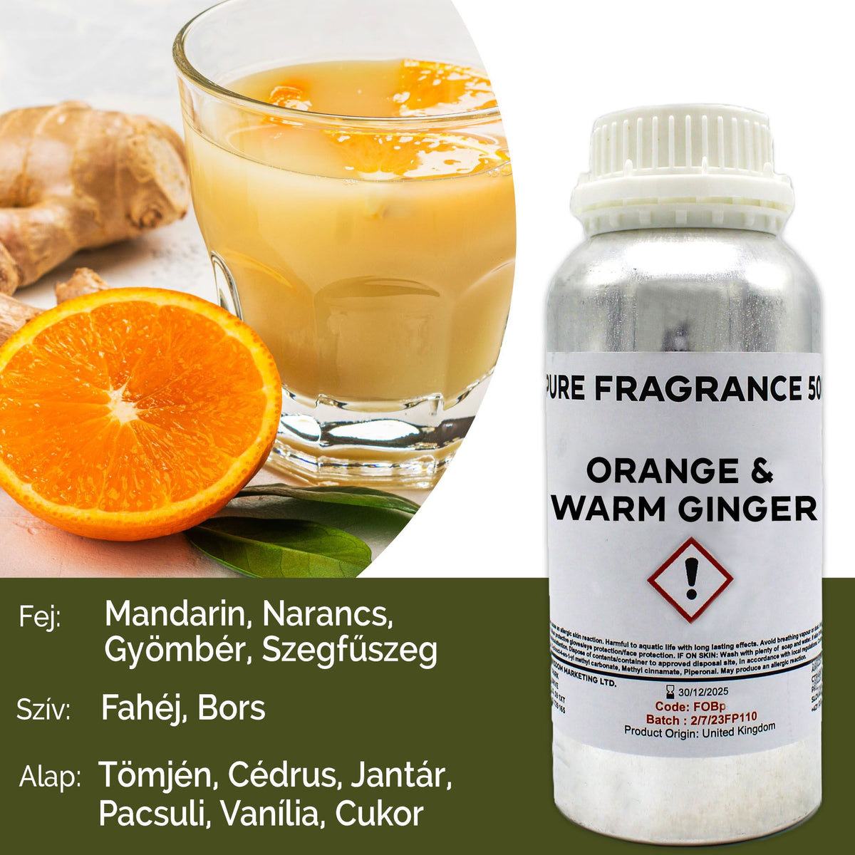 Óleo de Fragrância Puro Laranja e Gengibre Quente – 500 ml | Ancient Wisdom