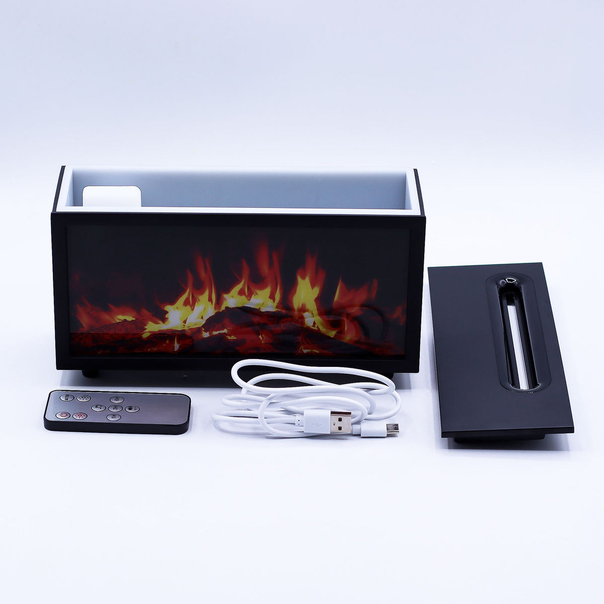 Difusor de Aromas com Efeito de Chama e Sons de Pássaros — Preto USB