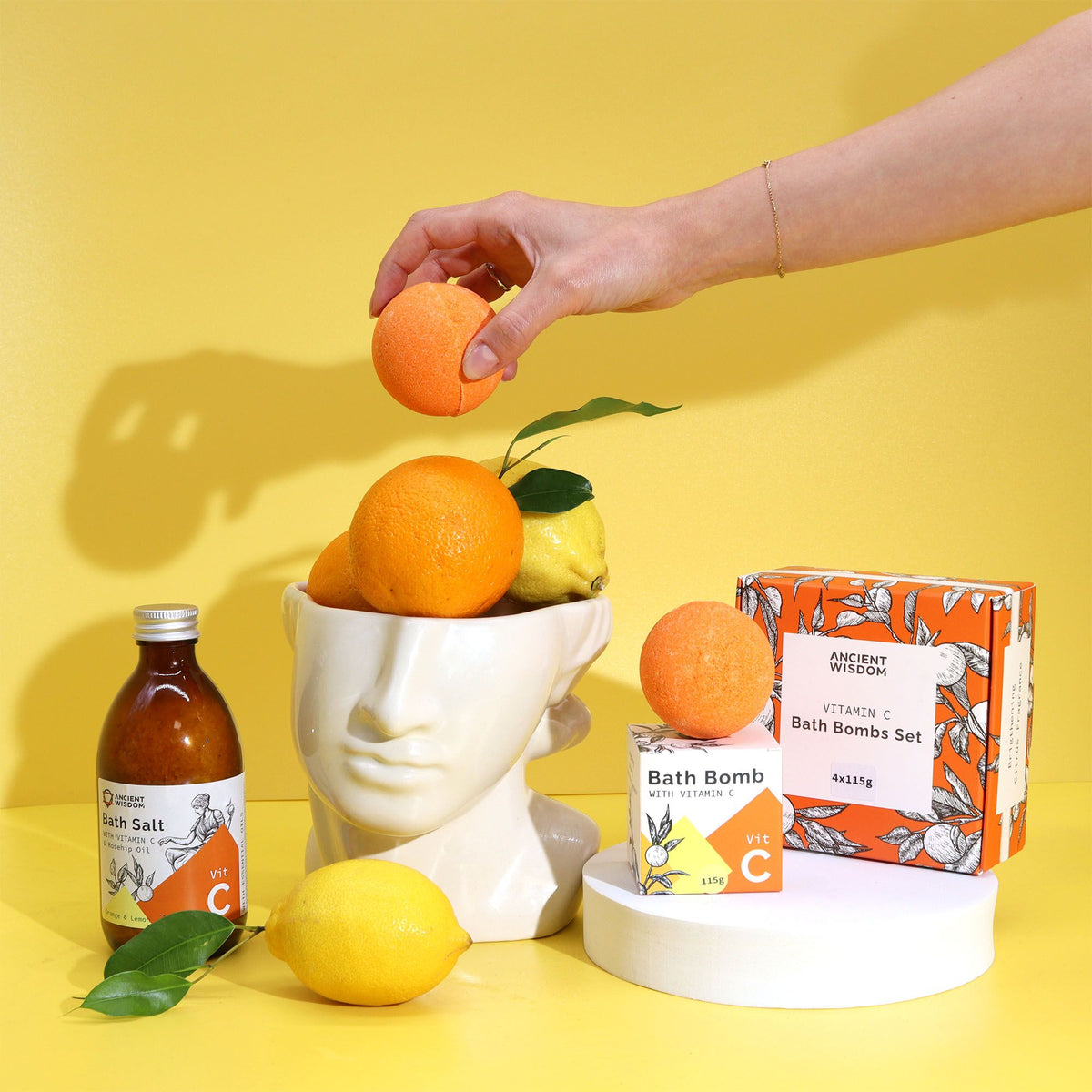 ANCIENT WISDOM - Conjunto de 4 Bombas de Banho com Vitamina C e Citrinos 4 × 115 g