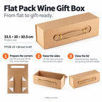 Caixa de Oferta Desmontável para Garrafa de Vinho – 33,5 × 10 × 10,5 cm – Kraft | Ancient Wisdom