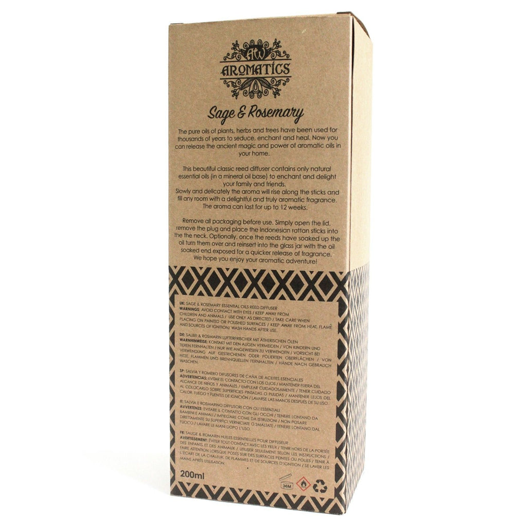 Difusor de Varetas com Óleos Essenciais Sálvia e Alecrim – 200 ml | Ancient Wisdom