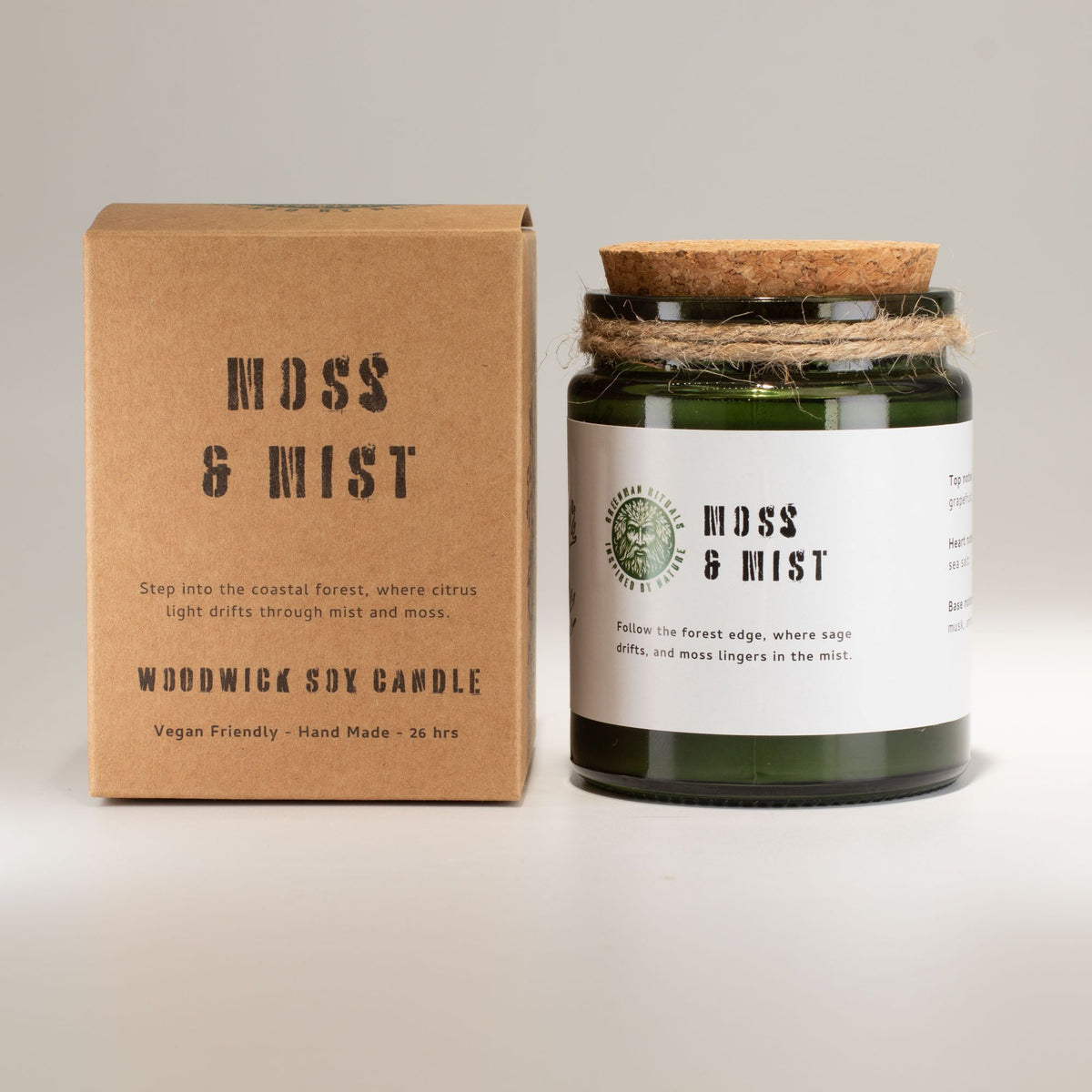 GREENMAN RITUALS - Vela de Soja com Pavio de Madeira Moss & Mist