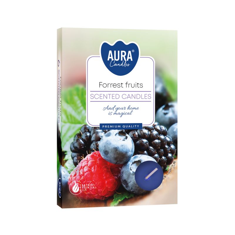 AURA CANDLES - Conjunto de 6 Velas de Chá Perfumadas de Frutos do Bosque