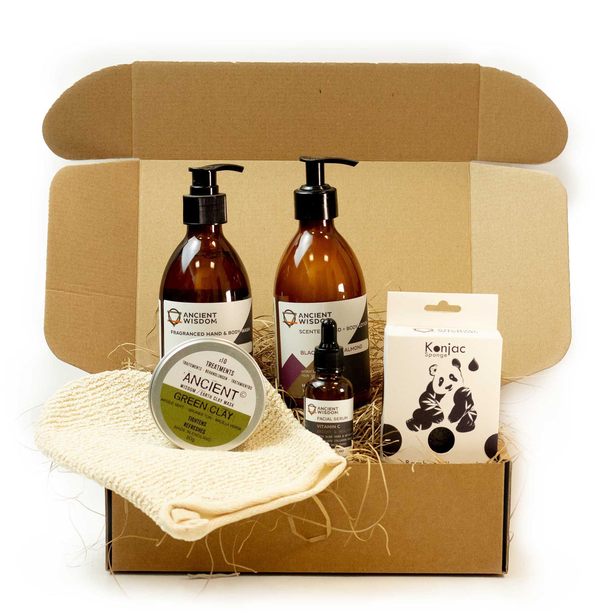 Kit Cleanse & Refresh – Máscara de Argila, Sérum de Vitamina C e Esponja Konjac | Ancient Wisdom