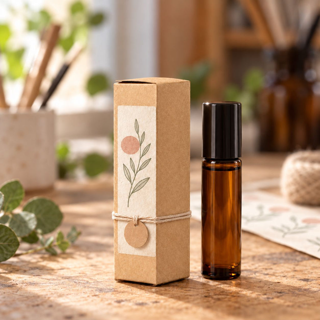 Caixa Lisa para Frasco Roll-On de 10 ml – Castanho | Ancient Wisdom