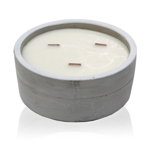 Vela de Soja em Cimento Grande – Patchouli e Âmbar Escuro com Pavio de Madeira | Ancient Wisdom