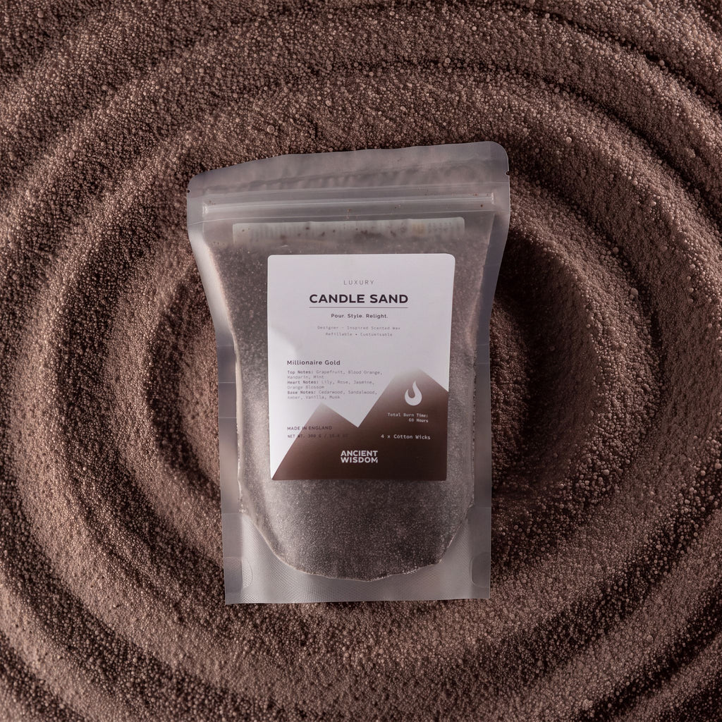 Areia de Vela Perfumada Millionaire Gold – Cor Castanho Chocolate – 300 g | Ancient Wisdom