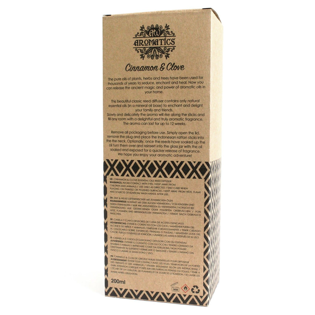 Difusor de Varetas com Óleos Essenciais Canela e Cravinho – 200 ml | Ancient Wisdom