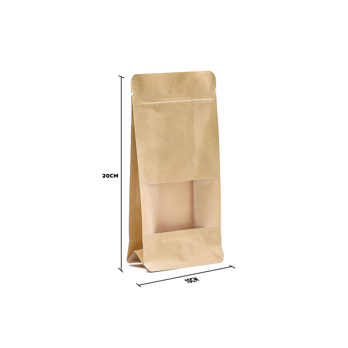 Conjunto de 10 Sacos Kraft Baixos com Janela – 10 × 20 cm | Ancient Wisdom